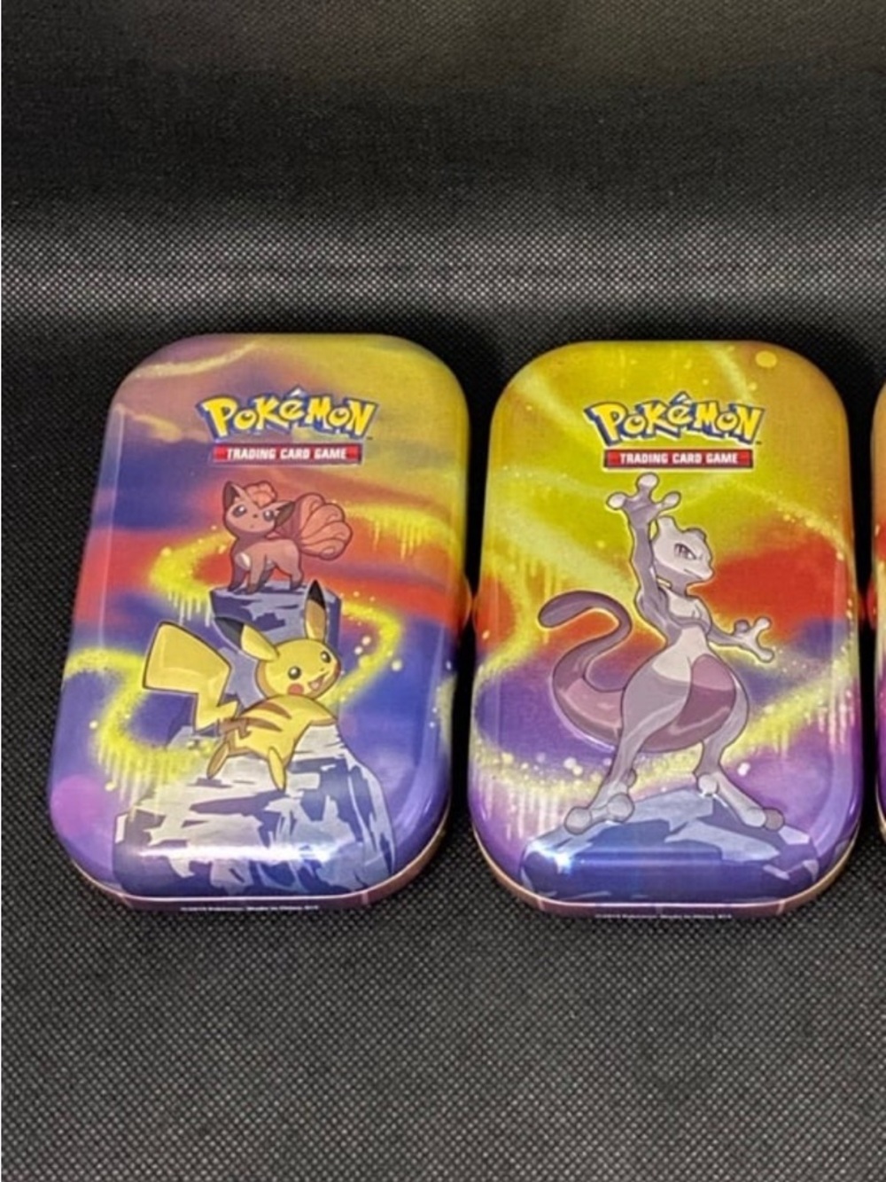 2 EMPTY Pokemon Kanto Power K19 Mini Tins Art Cards Pikachu Vulpix Mewtwo